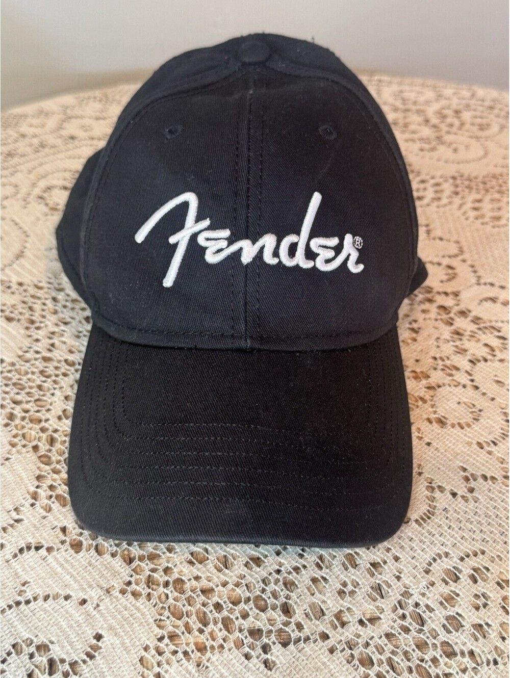 Genuine Fender Guitars Original Embroidered Logo ADJUSTABLE Hat/Cap - BLACK